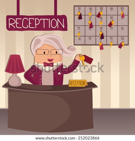 Professional concierge at hotel reception desk