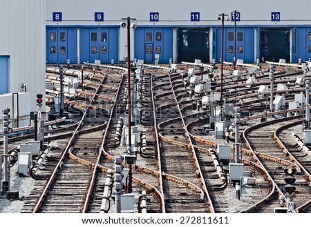 Rail tracks in subway depot, Kiev