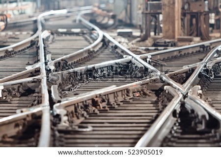 Railway tracks in the subway tunnel. Kiev, Ukraine. Kyiv, Ukraine