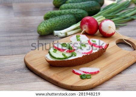 Sandwich with radish and cucumber
