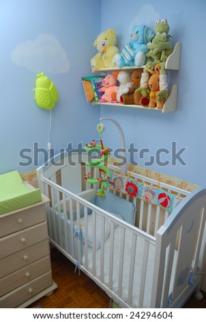 Cozy baby room with crib and toys