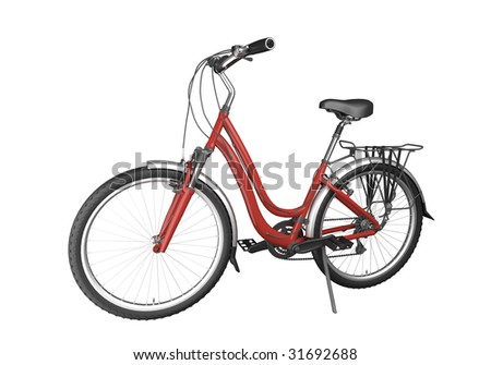 red bike isolated on white background. This image contains a clipping path