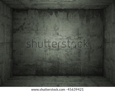 Interior scene of grungy green concrete room for use as background, more images on this series in my portfolio