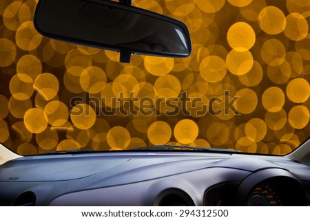 Front view car at night , beautiful bokeh use for product presentation