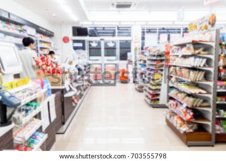 Blur image of inside the convenience store, use for background.