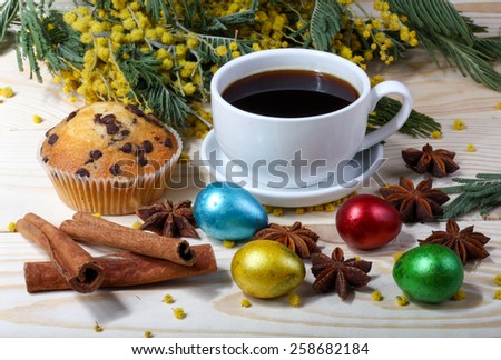 Easter Breakfast, coffee, cake, eggs