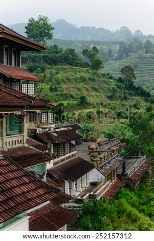Lost hotel in the mountains, Bali island, Indonesia.