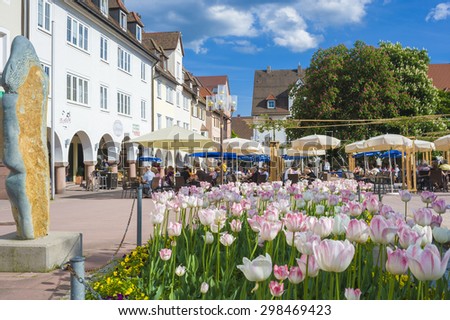 FREUDENSTADT, GERMANY - MAY 5, 2009: The historic Upper marketplace in Freudenstadt in the Black Forest, Baden-Wurttemberg, Germany, Europe.