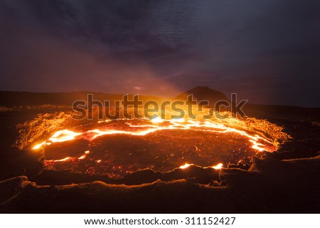 Active volcano, lava lake, Erta Ale, Ethiopia