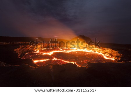 Active volcano, lava lake, Erta Ale, Ethiopia