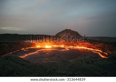 Lava lake, Crater, Erta Ale active volcano, Ethiopia, Africa