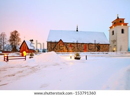 Early 15th-century stone church is heart Church Village of Gammelstad, Lulea, Sweden.