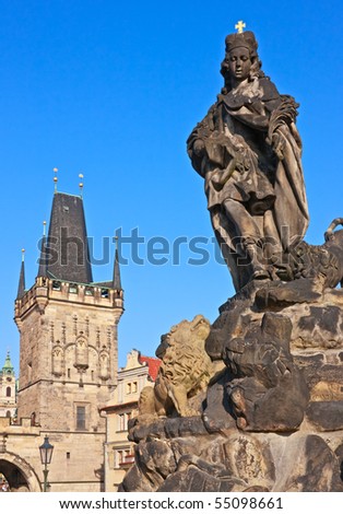 St. Vitus statue on Charles bridge in Prague. The original by Ferdinand Max Brokoff from 1714.