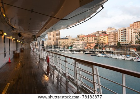 View of Savona from wet deck of cruise ship.