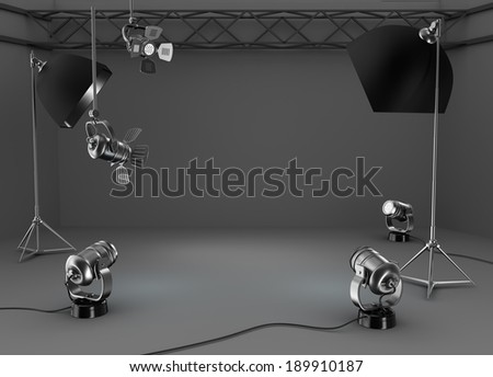 Photo studio room, light equipment