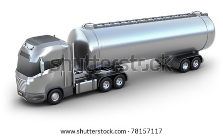 Oil Tanker truck. Isolated 3D image .