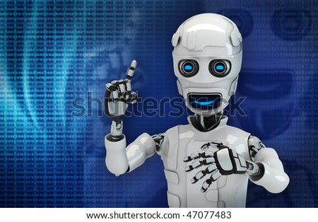 Three-dimensional model of the robot on an abstract background