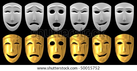 The three-dimensional models of theatrical masks showing human emotions