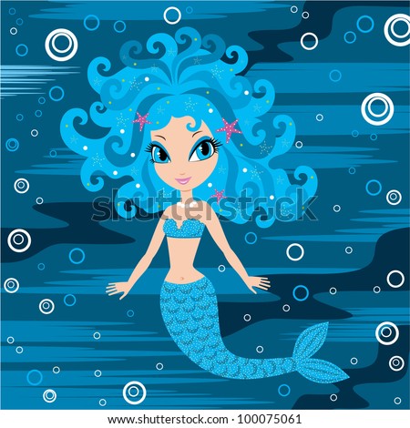 Mermaid Cartoon. Vector - 100075061 : Shutterstock