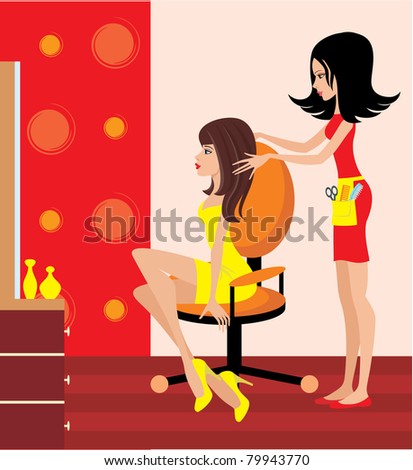 Woman in a beauty salon. vector, no gradient, color full