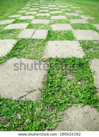 grass chess pattern pathway