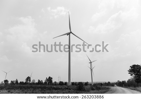 Wind turbine power,Black&White.