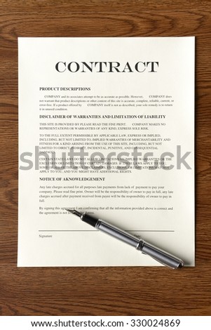 Legal Contract/Agreement with Fountain Pen