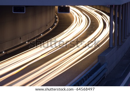traffic on a highway in long time exposure