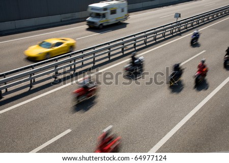 fast moving vehicles on highway