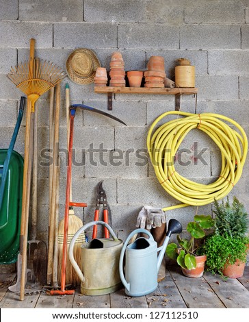 A Garden Shed With All The Tools Of The Gardener