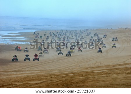 quad race in the South West of France, on the beach