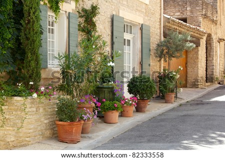 Front of house with plant pots