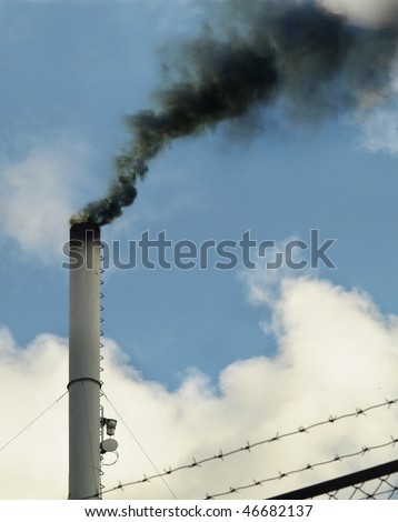 Black thick industrial smoke. Pollution concept.