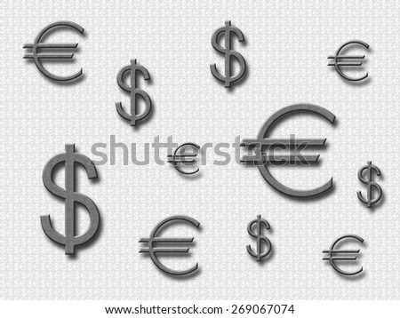 Dollar versus Euro with themed background.