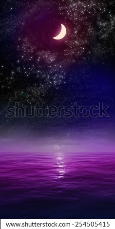 night landscape, the sky, the stars, the sea shore