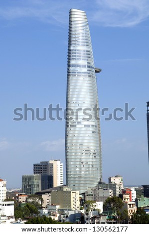 HO CHI MINH CITY, VIETNAM - FEBRUARY 6 : Bitexco Financial Tower in Saigon on February 6, Ho Chi Minh City, Vietnam. The tower is 262.5 meters high and the tallest building in southern Vietnam.