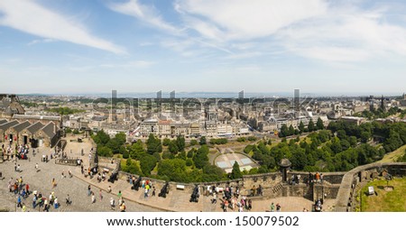 EDINBURGH - JULY 24: Panoramic view of Edinburgh on July 24, 2013 in Edinburgh, Scotland. Edinburgh is the capital city of Scotland, with a population of 482,640 in 2012.