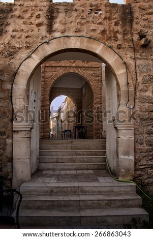 Entrance to the old city in Monastir, Tunisia\
Part of the old city fortification with the entrance to the old city. Monastir, Tunisia