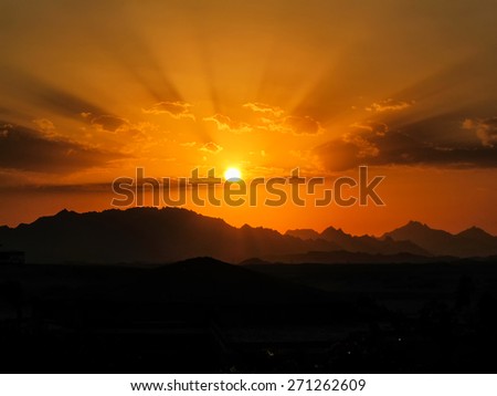 Sunset and the mountains, Egypt Orange beauty of the country in Egypt in the time of sunset.