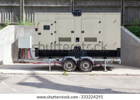 Big Backup Generator for Office Building connected to the Control Panel with Cable Wire