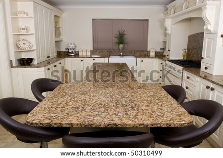 Modern Contemporary Kitchen Interior With Granite Worktop And ...