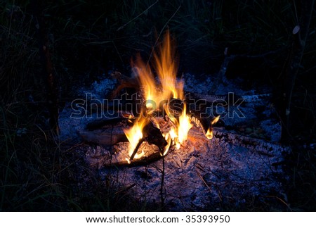 Evening campfire close up view (horizontal orientation)