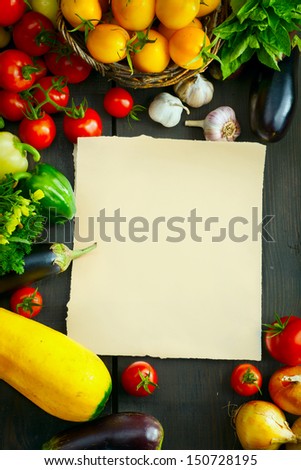 Art Abstract Market Background Vegetables On A Wooden Background