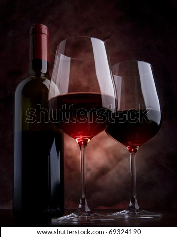 Art wine glasses on the table