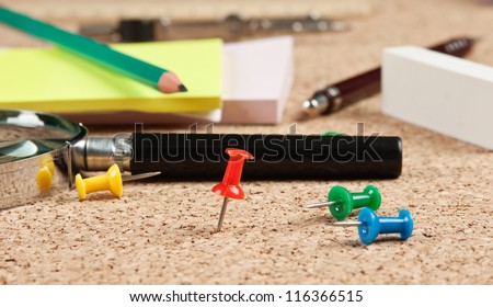 stationery in a mess on the table