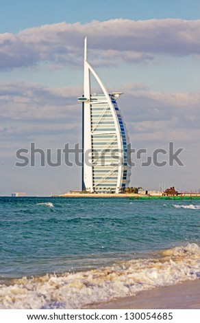 DUBAI, UAE-NOVEMBER 17: A general view of the world's first seven stars luxury hotel Burj Al Arab 