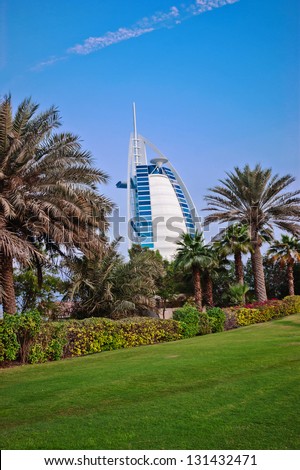 DUBAI, UAE-NOVEMBER 15: A general view of the world\'s first seven stars luxury hotel Burj Al Arab \