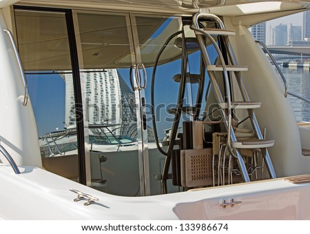 interior of a motor yacht, stern