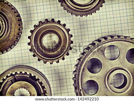 Old gears on graph paper