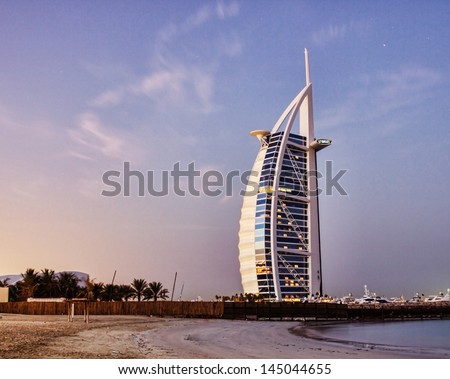DUBAI, UAE-NOVEMBER 15: A general view of the world\'s first seven stars luxury hotel Burj Al Arab \